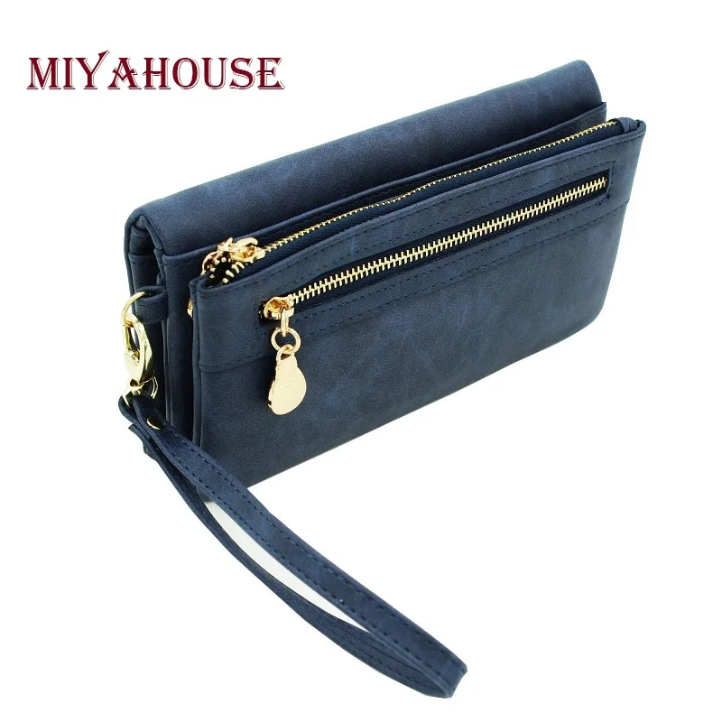 Miyahouse Fashion PU Leather Wallet Female Multifunction Long Design Women Clutch Wallet With Wrist Band Coin Purse Lady trendy women s coin purse with owl print and pu leather design