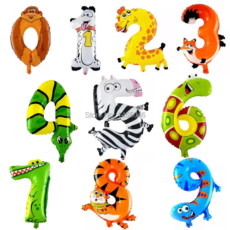 

16inch Animal Number 0-9 Foil Balloon Kids Birthday Party Decorations Wedding Decoration Balloon Gifts For Children