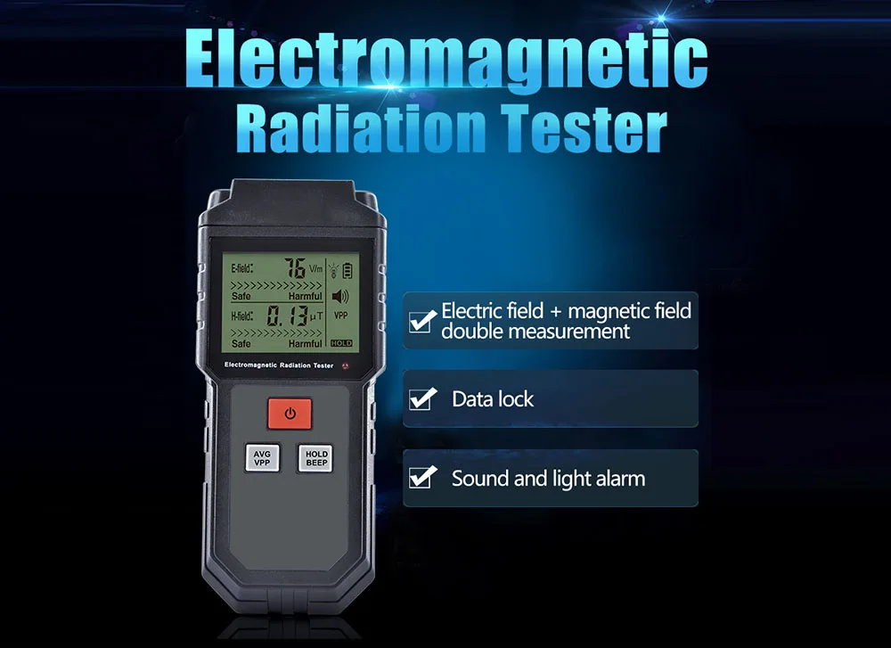 Детектор электромагнитного излучения защита поля EMF тестер цифровой батареи излучения метр измерения