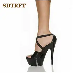SDTRFT/сандалии, большие размеры: 34-42, 43, модные летние вечерние на Ультра высоком тонком каблуке 15 см и платформе, женские туфли-лодочки с