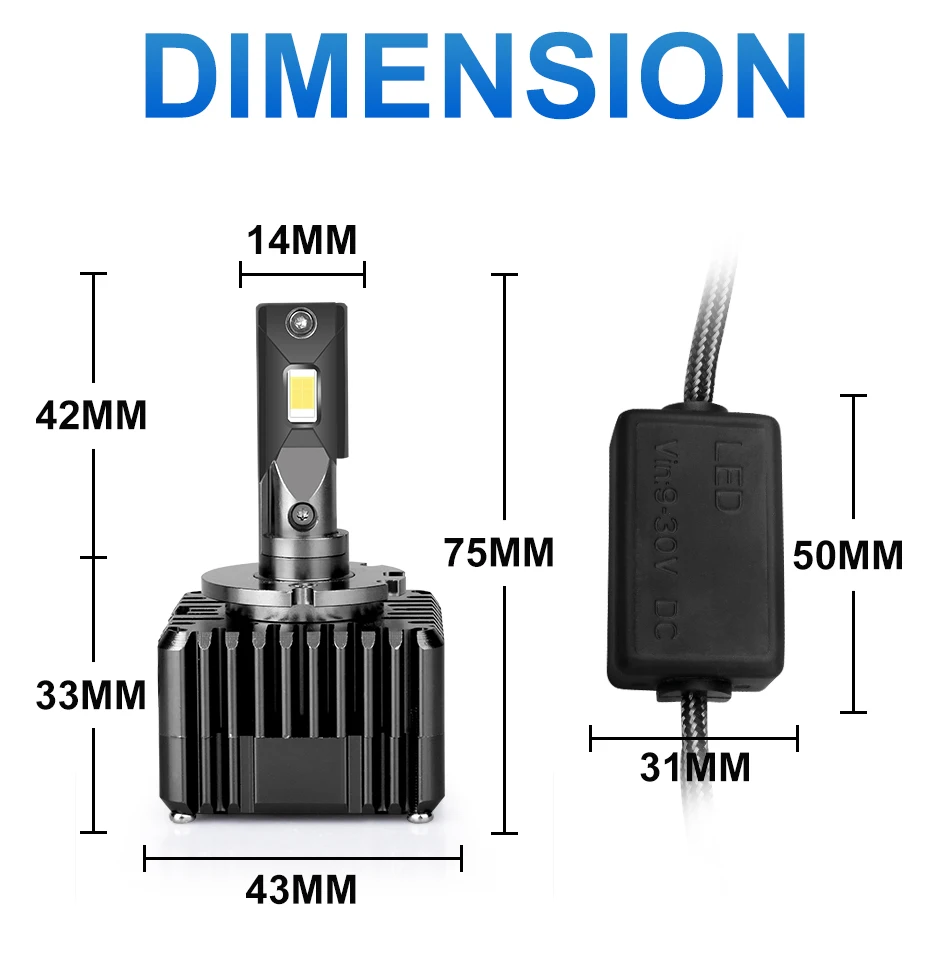 20000LM D1S светодиодный автомобильный головной светильник, комплект для преобразования чипов CSP 6000K 12 V, светодиодный светильник на переднюю фару, противотуманный светильник, 50 Вт, автомобильная ампула