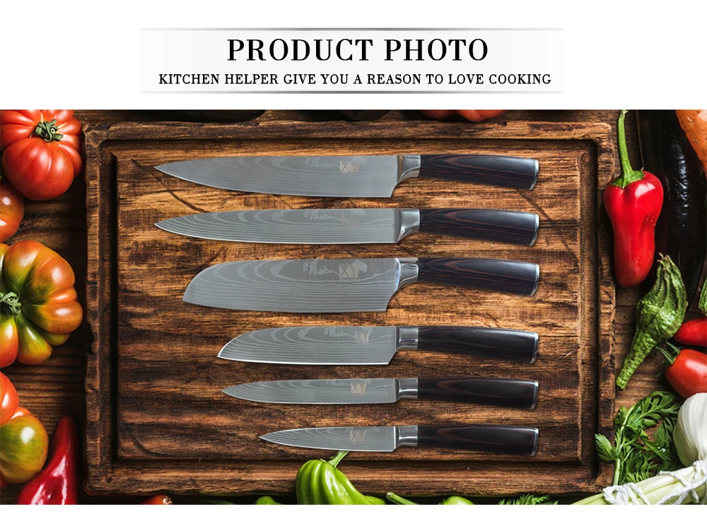XYj японские кухонные ножи из нержавеющей стали, аксессуары, инструменты, фруктовые кухонные ножи Santoku, кухонные ножи для нарезки дамасских вен