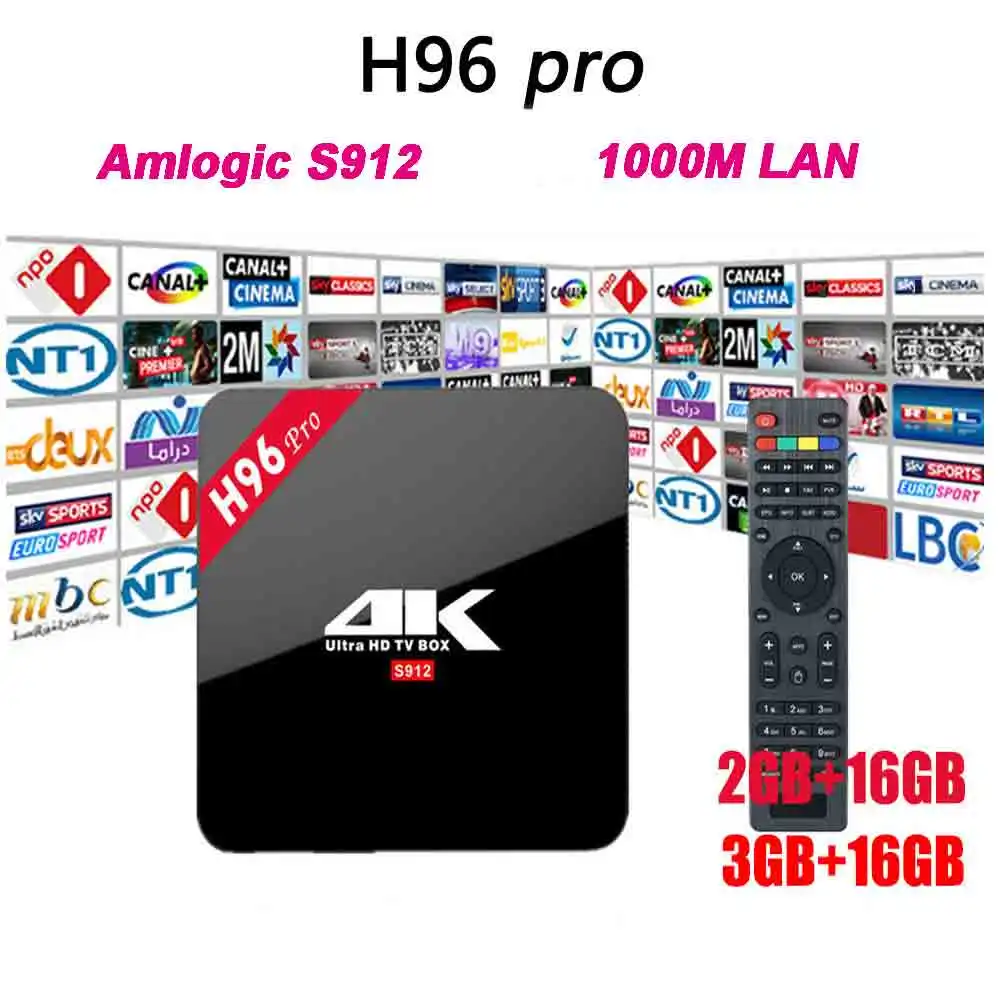 

H96 PRO Android 7.1 Smart TV Box Amlogic S912 2GB/3GB RAM 16GB ROM 2.4G/5.8GHz Wifi 1000M Ethernet set top Box