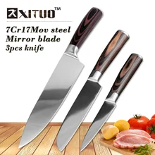 XITUO 3 unids cuchillos de cocina set 8 “5” 3.5 “japonés cuchillo cocinero cuchillo Rebanador Santoku Utilidad de Salmón de Alimentos de Cocina herramientas regalos