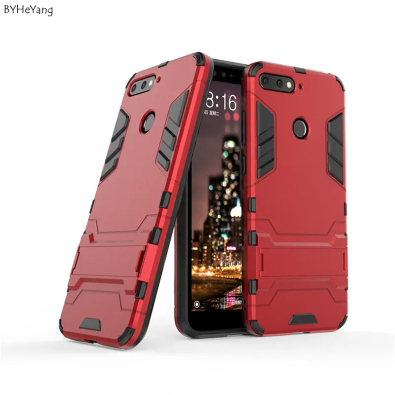 

BYHeYang 7A Pro 5.7inch Armor Case For Huawei Y6 2018 Case Shockproof Robot Silicone Rubber Hard Cover On Honor 7apro y62018