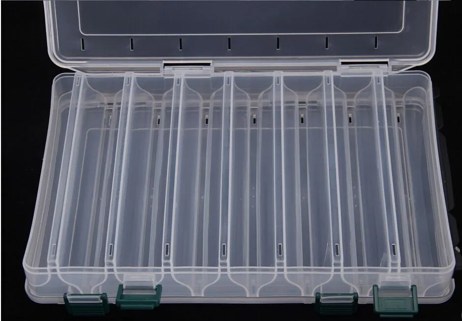 Double Sided 14/10 Compartments, KAWA Fishing Box, High Strength Transparent Visible Plastic  Box with Drain Hole, Free Shipping