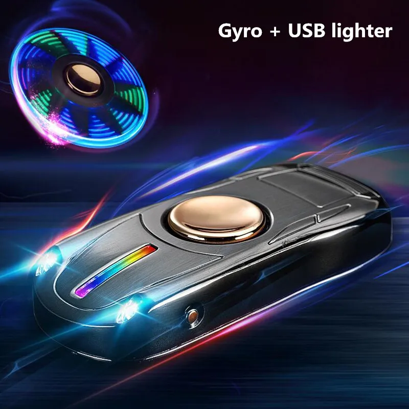 

Car Model Gyro USB charging Electronic Cigarette lighter Fingertip gyro Windproof flameless No gas cigar lighters gift toys