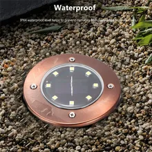 Водонепроницаемый IP65 8 светодиодный Бронзовый Солнечный подземный светильник s из нержавеющей стали солнечный погребенный напольный светильник Открытый садовый путь наземный светильник s