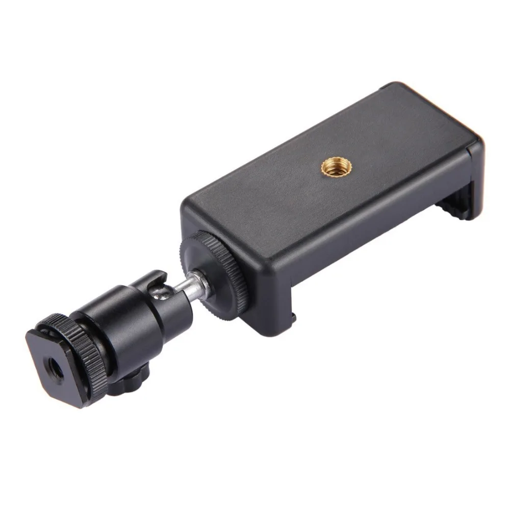 Mini Ball Head 1/4" mount with Lock Hot Shot Adapter with phone holder clip for Camera LED Light Flash Bracket Holder Mount