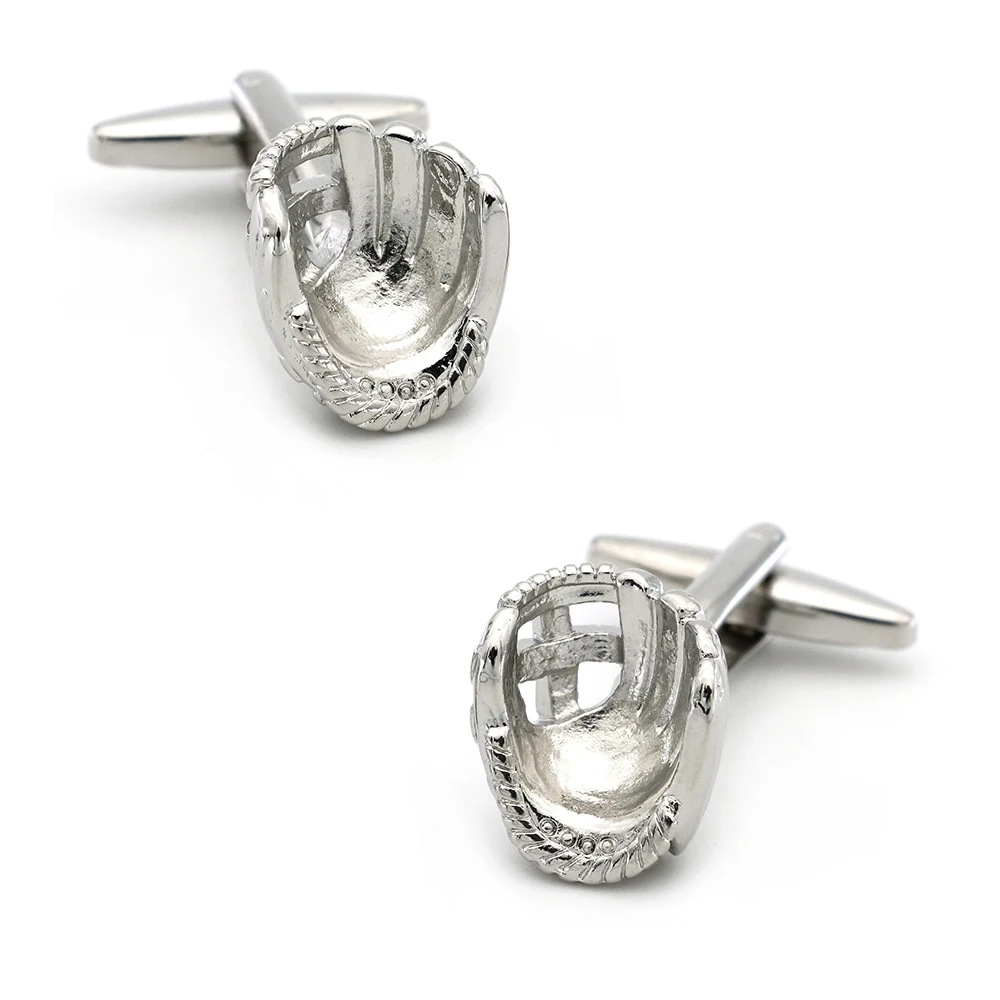 

Men's Baseball Gloves Cuff Links Copper Material Silver Color