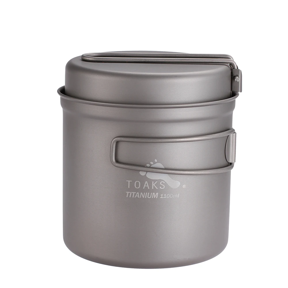 TOAKS 1100 ml utensilios de cocina conjunto de ultraligero de titanio olla sartén de Camping al aire libre de titanio tazón de titanio de vaso de Picnic