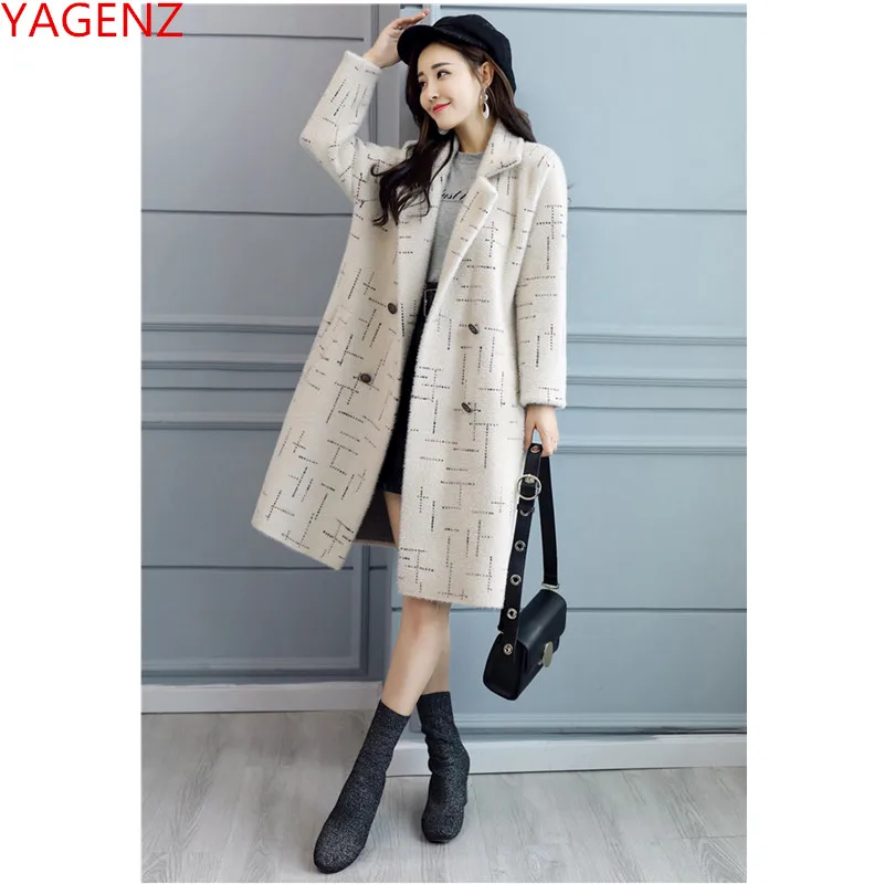 Creamy D'hiver Hiver Manteau Veste Manches À Femmes Haute Corée Qualité Lâche black Chaud Droite Cardigan Laine 2018 white Automne Nouveau De Longues Dames HSqxwqRg