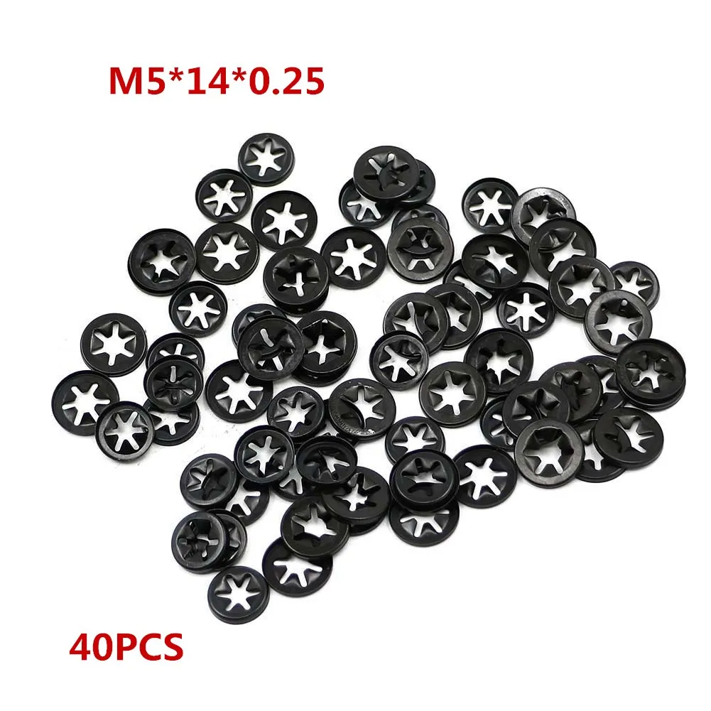 40PCS Star Push On Retaining Washer Clip Lock Clamp Bolt Kit For Metric
