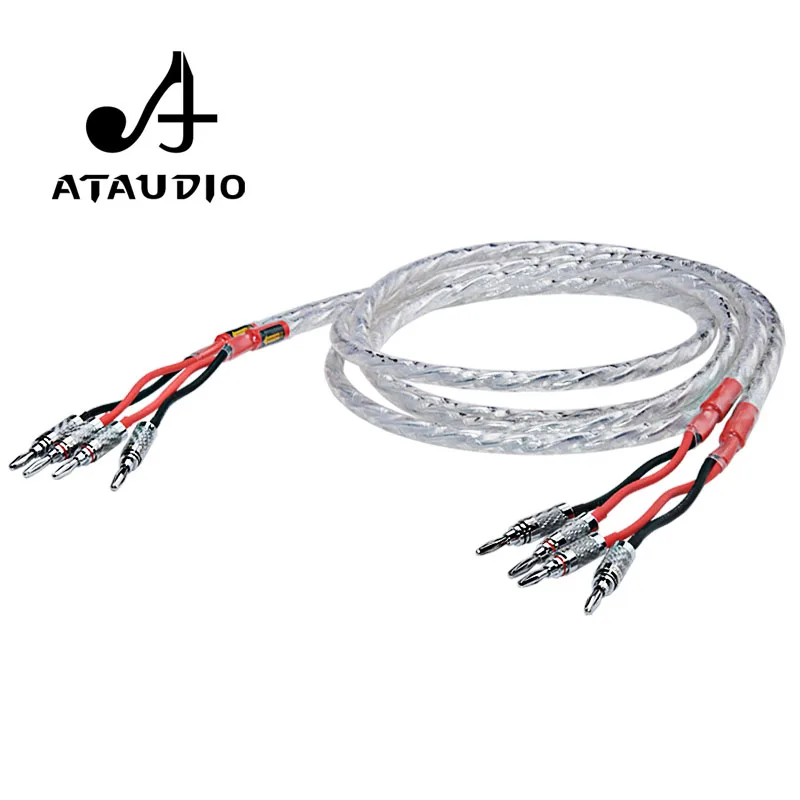 Одна пара кабель динамика ATAUDIO HIFI с посеребренным покрытием Hi end 6N OCC провод для Fi