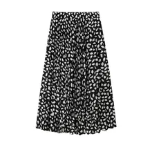 Модные женские плиссированные юбки с цветочным принтом, уличная одежда, свободные шифоновые юбки, повседневные длинные юбки с высокой талией