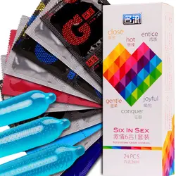 24 шт./упак. 6 типов ультратонкие презервативы для мужчин смазанные прочные презервативы Секс-игрушки презервативы для мужчин более