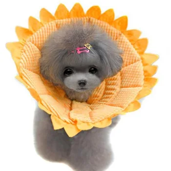 

Puppy Adjustable Necktie Pet Dog Cat Collar Sunflower Kitten Collar dog Neck Circle Anti-bite Wound Healing Ring Shape