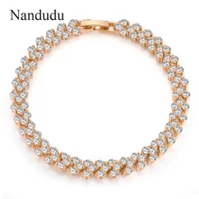 Nandudu Clásico Chapado En Oro Rosa de Cristal Pulsera de Moda Muchacha de Las Mujeres Regalo de La Joyería Brazalete B992