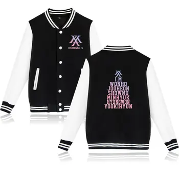 

MONSTA X KPOP print fashion sport Baseball Jacket hip hop men women casual Long Sleeve Hoodies Jackets Sweatshirts coat tops 4XL
