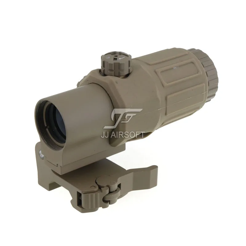 

JJ Airsoft G33 3X Magnifier with Switch to Side STS Quick Detachable / QD Mount (Tan)