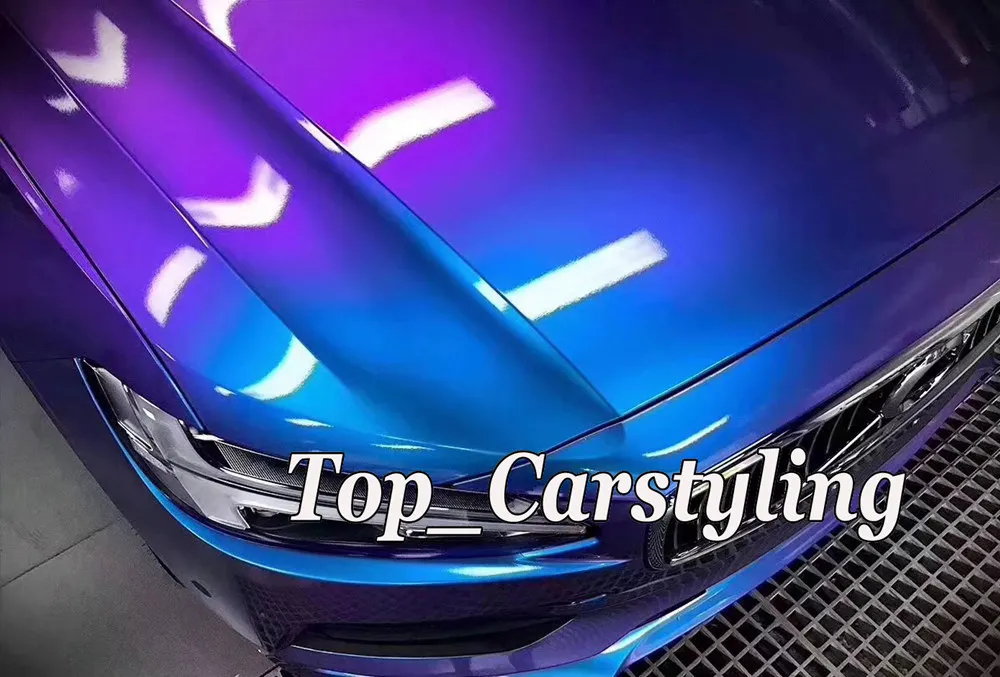 gloss candy rainbow shift vinyl wrappping foil car styling  blue to purple  (2)
