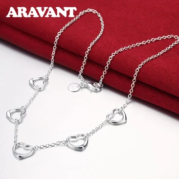 

925 Silver Chain Heart Choker Necklace For Women Wedding Fashion Jewelry