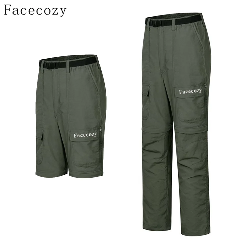 Facecozy Men Summer Thin Removable Quick Dry Hiking Pants Breathable