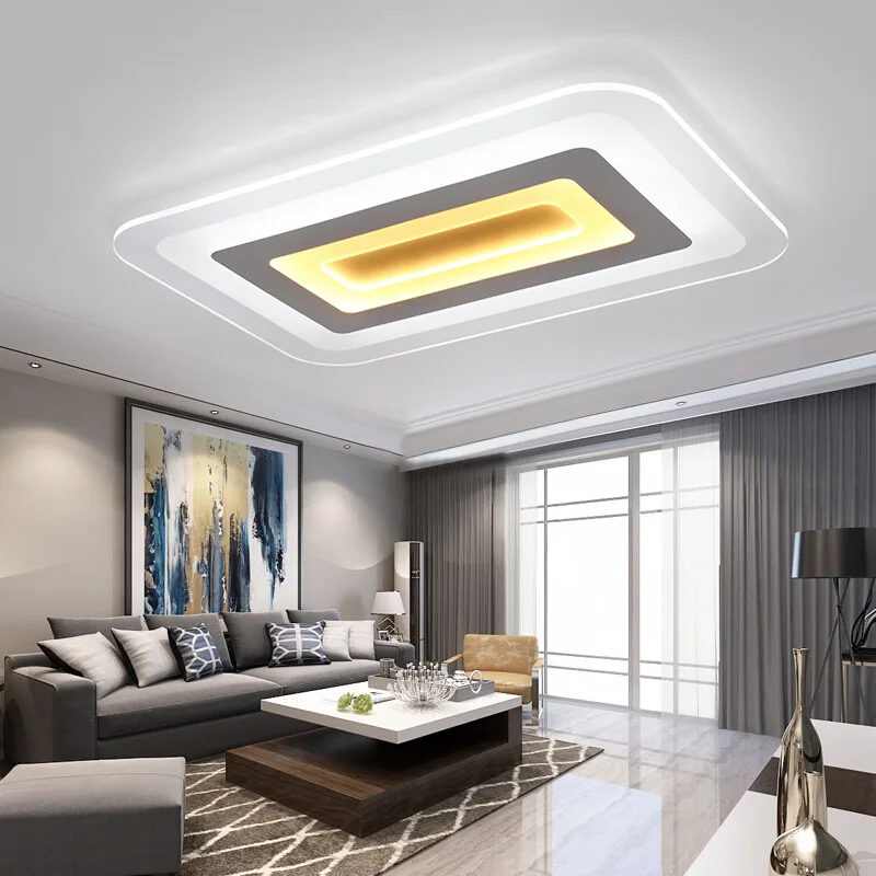 

QUKAU Ultra thin PMMA ceiling lamp 60*40CM 44W remote control light dimmable living room lamp fashion home lighting rectangular