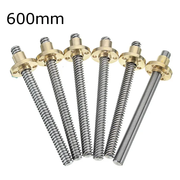 

3D Printer T8 1/2/4/8/12/14mm 600mm Lead Screw 8mm Thread With Copper Nut For Stepper Motor
