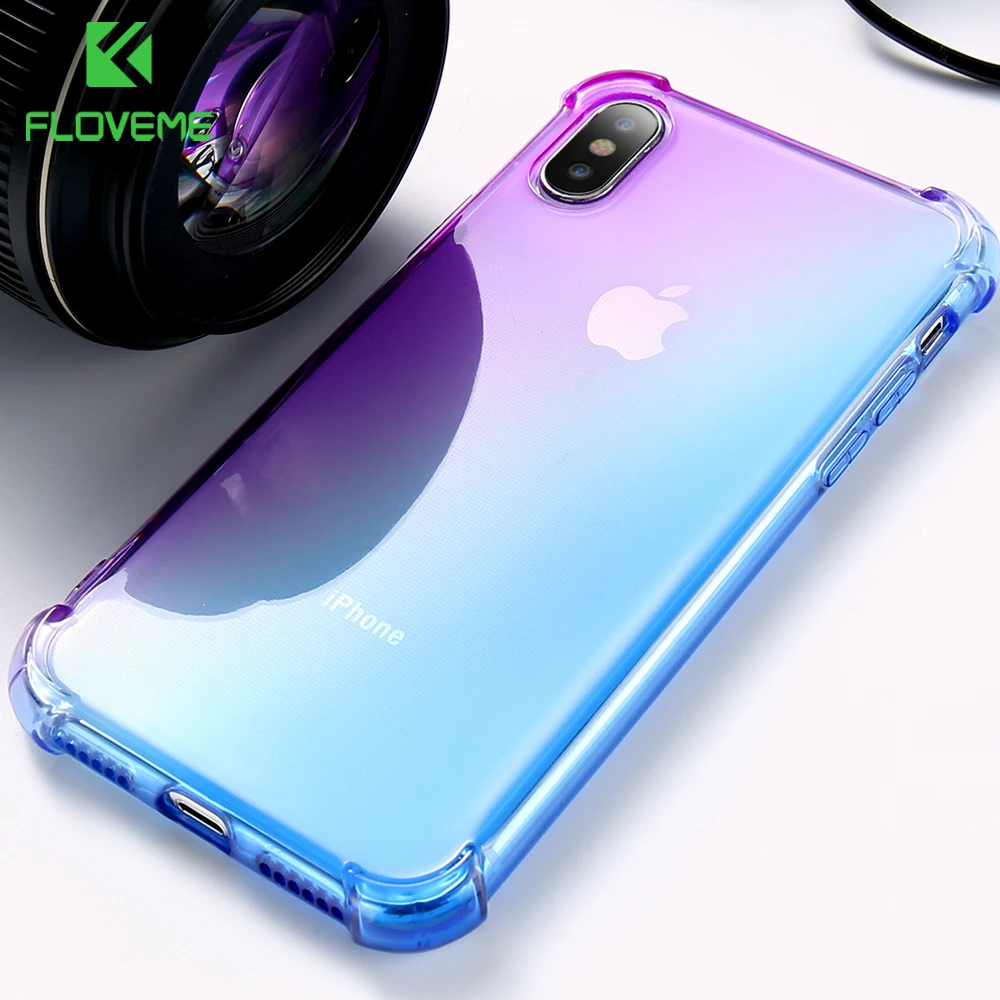 FLOVEME чехол для iPhone X 10 8 плюс антидетонационных Прозрачный Ультра мягкий ТПУ