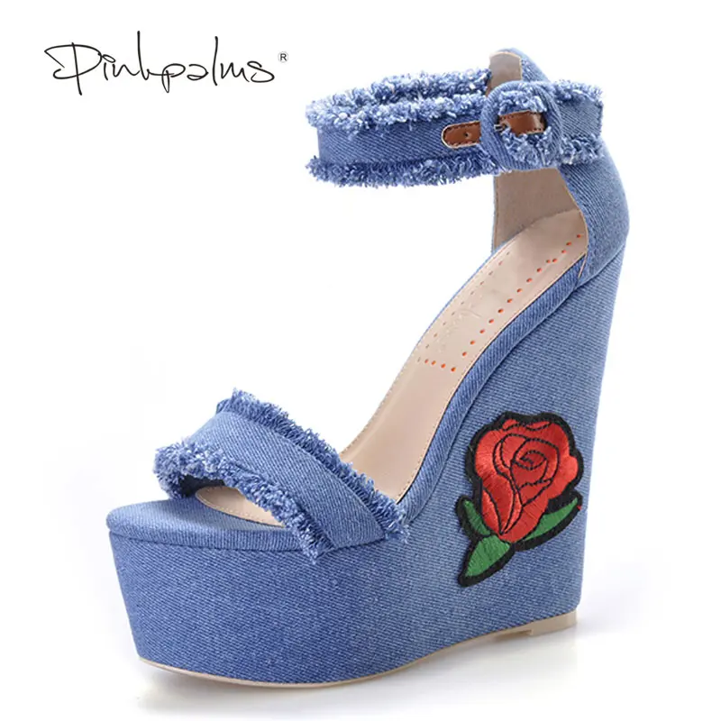 denim platform shoes