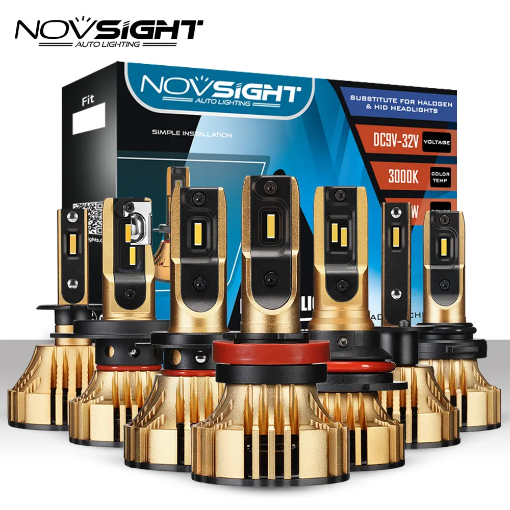 NOVSIGHT H7 светодиодный фары H11 H19005 9006 автомобильные 72 Вт 12000LM 3000 К золотой желтый