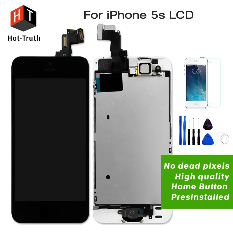 

10Pcs/Lot Hot-Truth LCD For iPhone 5s Touch Screen Digitizer Display Full Set Assembly +Home Button+Camera+Free Tools&Shipping
