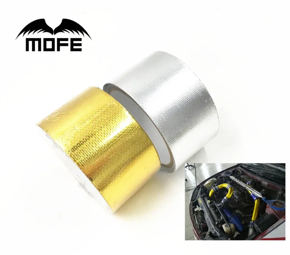 MOFE racing самоклеющиеся отражаются Золотая лента термическая барьер для автомобиля, Мотоцикл стекловолокна тепловой щит рулон ленты 5 метров