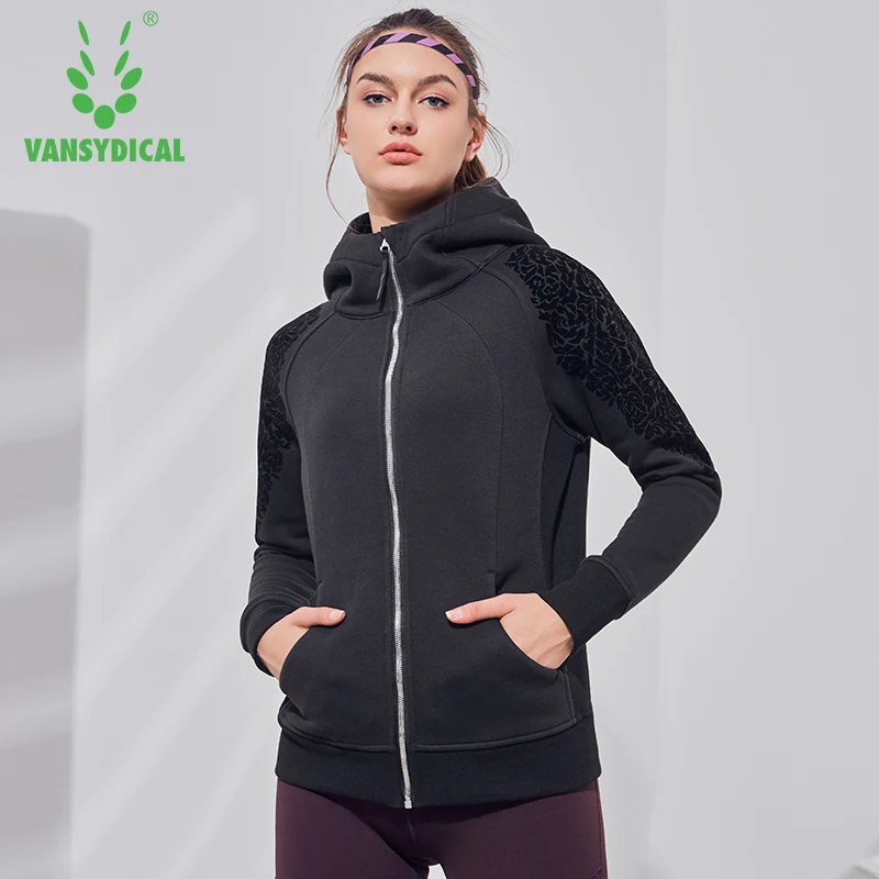 Женская толстовка с принтом Vansydical для занятий бегом йогой зимняя