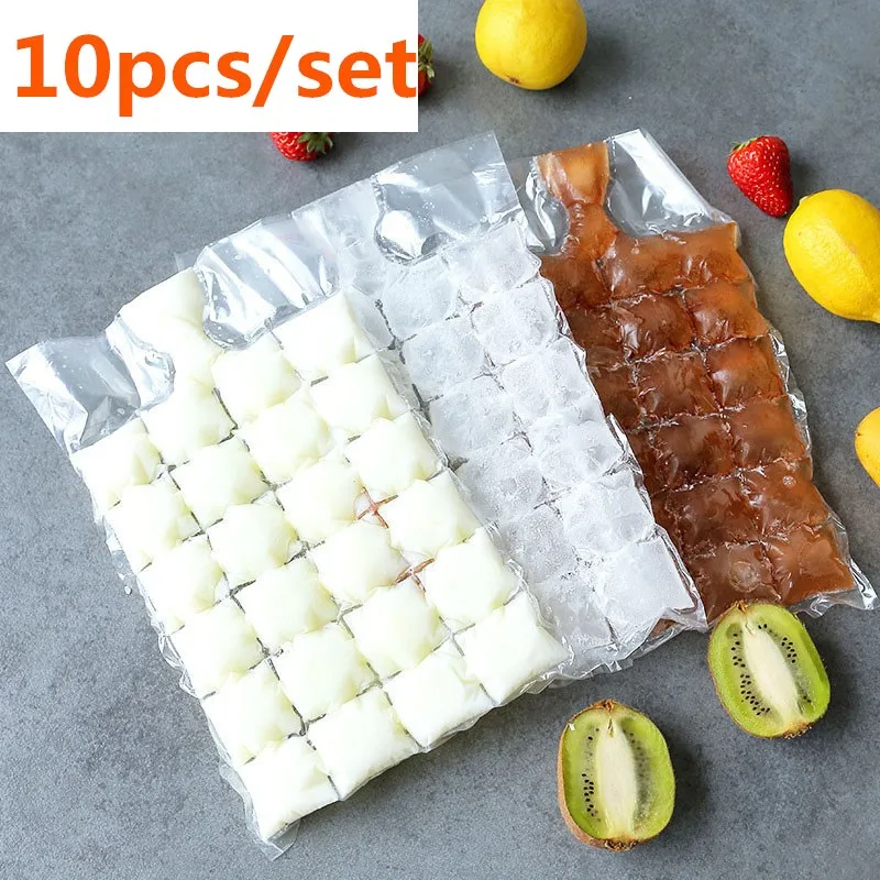 

10pcs/set Ice-making Bags Disposable Ice Cube Tray Mold Bar Party Water Injection Cocktail Juice Makes Ice Bag DIY Drinking Tool