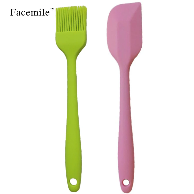 

2PCS Butter Cooking Silicone Spatula Brush Set Cookie Pastry Scraper Cake Baking Spatula for Cake Smoother Fondant Pastry Tool