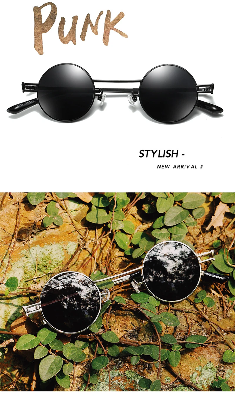 Круглые наглазники Ретро Поляризованные металлические Винтаж стимпанк Солнцезащитные очки для мужчин женщин покрытие объектива серебро светоотражающие очки солнцезащитные очки