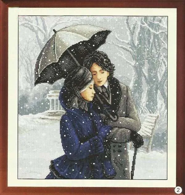 CS-1977 Cross Stitch Kit Love Lover in Winter Snow Love Forever Timeless