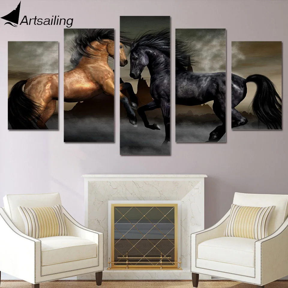 5 шт. настенные картины с изображением лошадей|5 piece canvas art|canvas artpicture for living room |