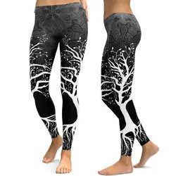 Новые женские ветви печати Bottomwear бег Bottomwear Фитнес Леггинсы для женщин спортивные штаны с высокой талией мотобрюки Leginsy Damskie 5