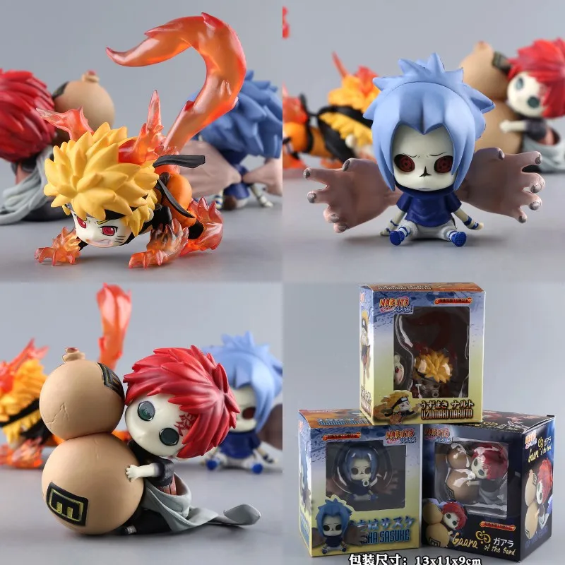 

3PCS/SET Naruto Figure Ninja Uzumaki Naruto Uchiha Sasuke Gaara 6cm Q Ver PVC Action Figure Toy Collection Model Gift QQ011