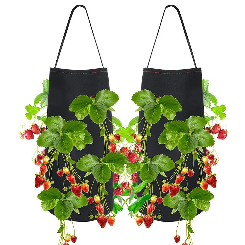 

2pcs Garden Tomato Strawberry Non-woven Grow Hanging Planting Bag Vegetable Bags Garden Pots Planters Potato Fruit Planting