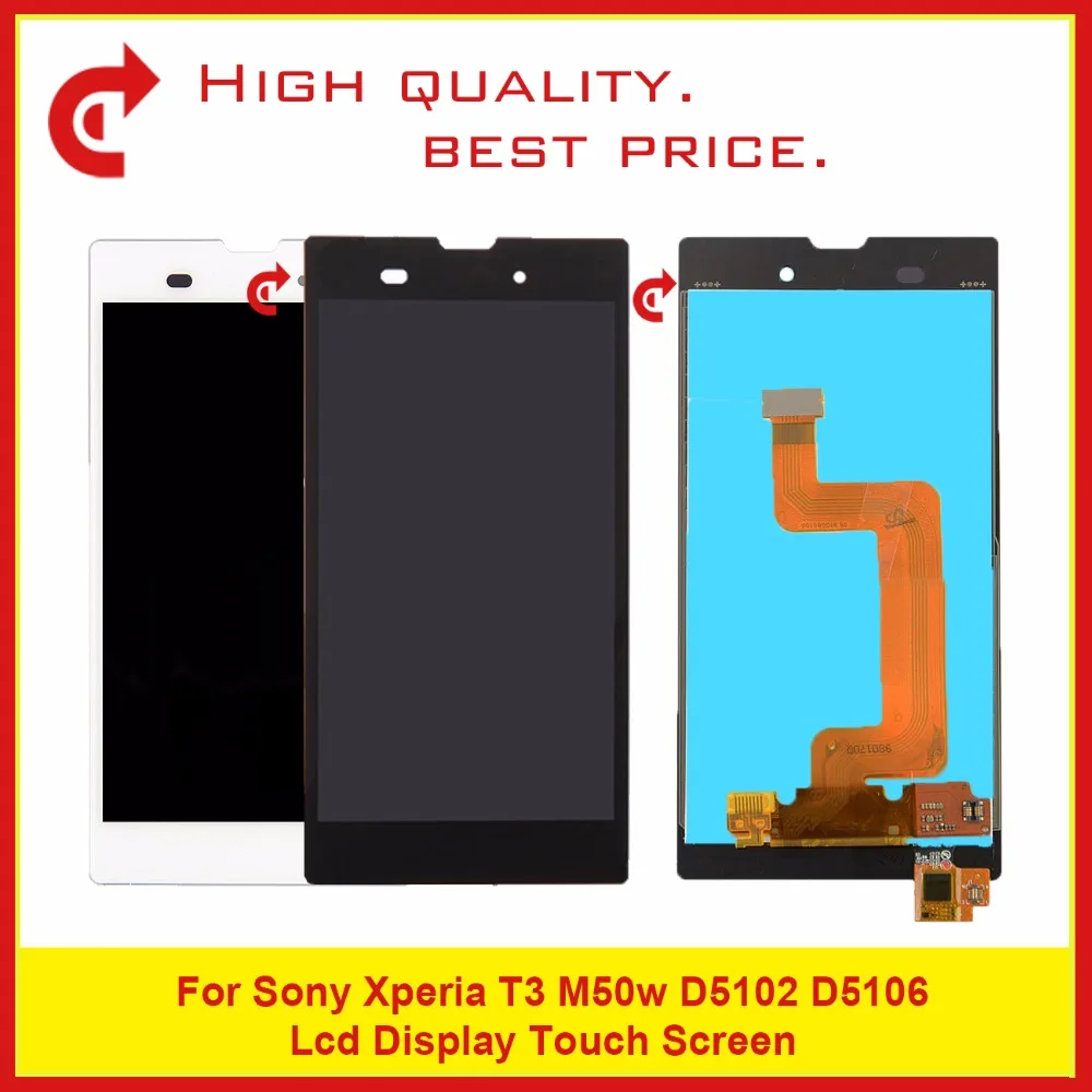 

High Quality 5.3" For Sony Xperia T3 M50W D5102 D5106 LCD Display With TouchScreen Digitizer Sensor Panel+Free Shipping
