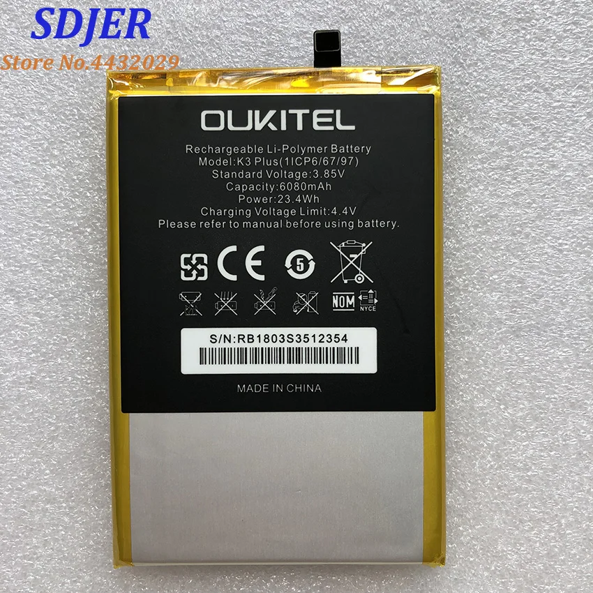 

100% New OUKITEL K3 PLUS Replacement 6068mAh Parts backup battery for OUKITEL K3 PLUS Smart Phone
