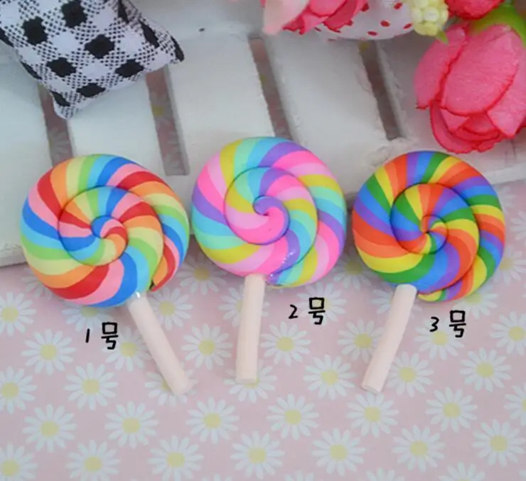 

10pcs diameter 27mm Lollipop resin flatback cabochon phone case accessories