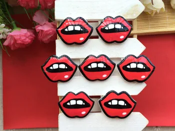 

Free Shipping 10PCS/Lots Very Hot and Kawaii Resin Sexy lips Cartoon cabochons FOY DIY 24*33mm