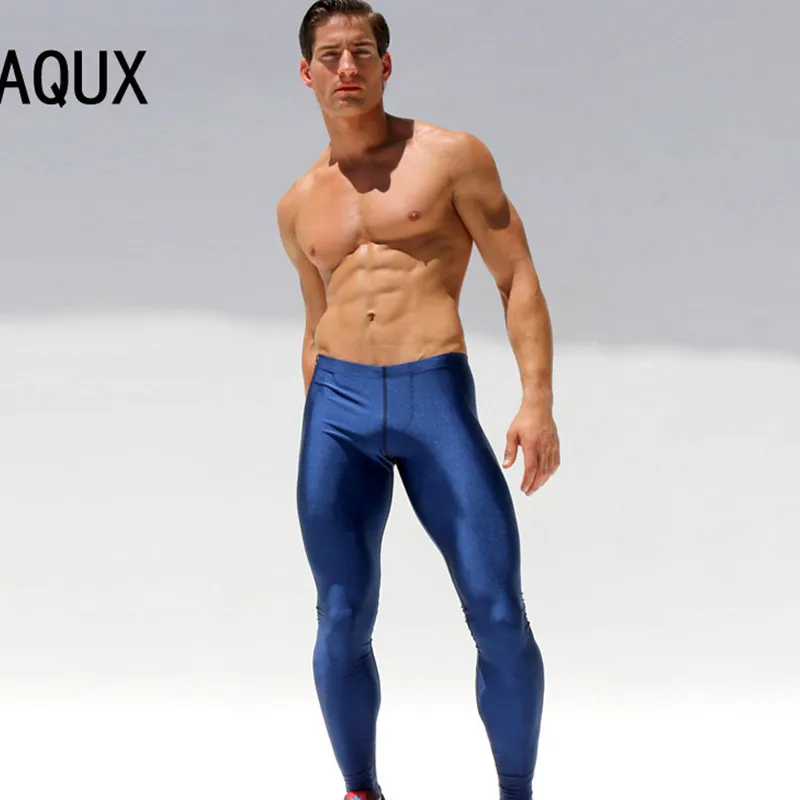 New Aqux Low Rise Men Stretch Tight Pants Men Gym Long