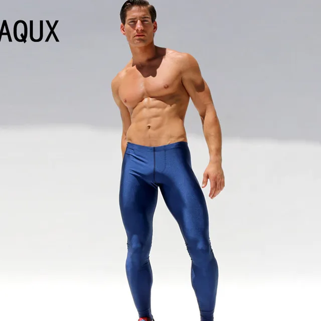 New Aqux Low Rise Men Stretch Tight Pants Men Gym Long