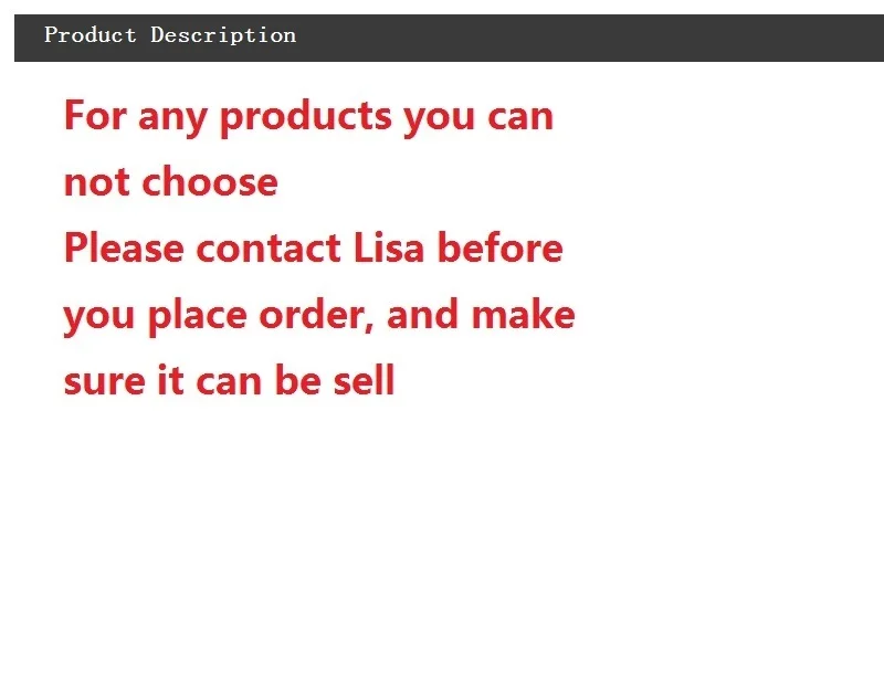 Для любого товары вы не можете выбрать, пожалуйста, проверьте с клиентами, прежде чем разместить заказ